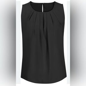 White House Black Market Pleated Black Sleeveless Top